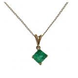 14kt Gold Natural Emerald Solitaire Necklace