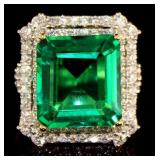 18kt Gold 15.83 ct Emerald & Diamond Ring
