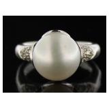 10kt Gold South Sea 11 mm Pearl & Diamond Ring