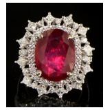 18kt Gold 10.91 ct Oval Ruby & Diamond Ring