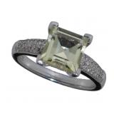 10kt Gold Natural Lemon Quartz & Diamond Ring