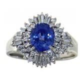 Solid Platinum 2.51 ct Sapphire & Diamond Ring