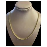10kt Gold 24" Diamond Cut Rope Chain