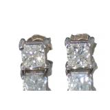 14kt Princess Cut 1.00 ct Diamond Stud Earrings
