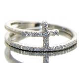 Elegant Sideways Cross Diamond Ring
