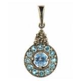 10kt Gold Elegant Blue Topaz Pendant