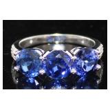 14kt Gold 4.16 ct Sapphire & Diamond Ring