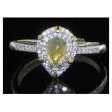 Genuine Pear Cut White Opal Designer Ring