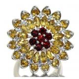 Stunning 4.11 ct Natural Garnet & Citrine Ring