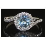 Genuine 1.66 ct Blue Topaz Designer Ring