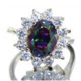 Beautiful Oval Mystic & White Topaz Ring