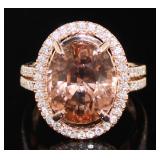 14kt Gold 8.08 Toumaline & Diamond Ring