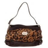 Dolce & Gabbana Leopard Print Brown Leather Handbg