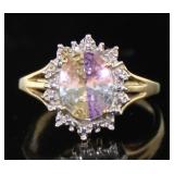 10kt Gold Rainbow Topaz & Diamond Ring