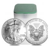 2001: US Mint Tube American Eagle Silver Dollar