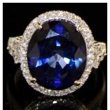 14kt Gold 12.85 ct Sapphire & Diamond Ring