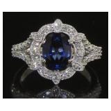 14K Gold 3.14 ct Sapphire & Diamond Ring