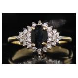 10kt Gold Natural Sapphire & Diamond Ring