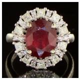14kt Gold 5.61 ct Oval Ruby & Diamond Ring