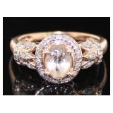 10kt Gold Natural Morganite & Diamond Ring