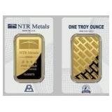 One Ounce: NTR Metals .999 Fine Gold Bar