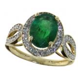 14kt Gold 2.93 ct Oval Emerald & Diamond Ring