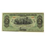 1873 South Carolina RR - 2 Fares Large Note