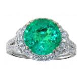 14kt Gold 4.18ct Emerald & Diamond Ring