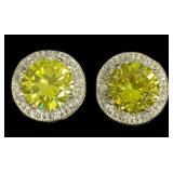 Beautiful Large Peridot & White Topaz Stud Earring