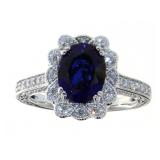 14K Gold 2.90 ct Oval Sapphire & Diamond Ring