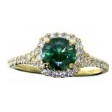 14kt Gold 1.40 ct Fancy Green Round Diamond Ring