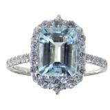14kt Gold 2.52 ct  Aquamarine & Diamond Ring