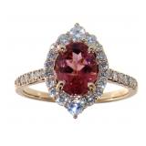 14K Rose Gold 1.68 ct Tourmaline &  Diamond Ring