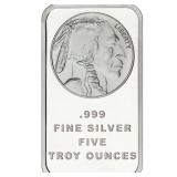 5 Ounce: Buffalo .999 Fine Silver Bar