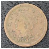 1850 Braided Hair Liberty Copper Large Cent