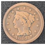 1851 Braided Hair Liberty Copper Large Cent