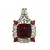 Cushion Cut Ruby & White Topaz Pendant