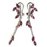 Genuine Rhodolite Garnet & White Topaz Earrings