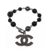 Chanel Beaded CC Black Bracelet