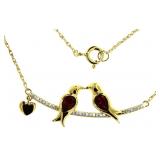 Beautiful Ruby & White Topaz Love Bird Necklace