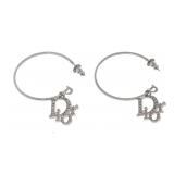 Dior Silver Monogram Logo Hoop Earrings