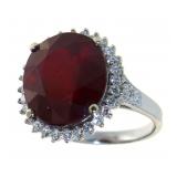 14kt Gold 14.22 ct Oval Ruby & Diamond Ring