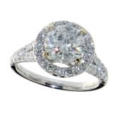 14K White Gold 2.93 ct Round Diamond Ring