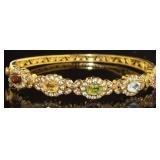 Genuine Gemstone & White Topaz Cuff Bracelet