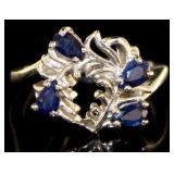 Genuine Pear Cut Sapphire Designer Ring