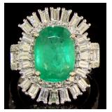 14kt Gold 7.28 ct Emerald & Diamond Ring