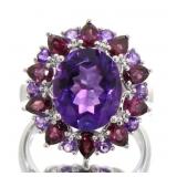 Natural Oval 6.88 ct Amethyst & Garnet Ring