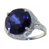 14kt Gold 13.26 ct Round Sapphire & Diamond Ring