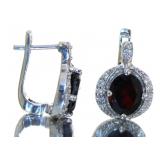 Beautiful Natural Garnet & White Topaz Earrings