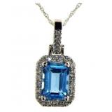14kt Gold London Blue Topaz & Diamond Necklace